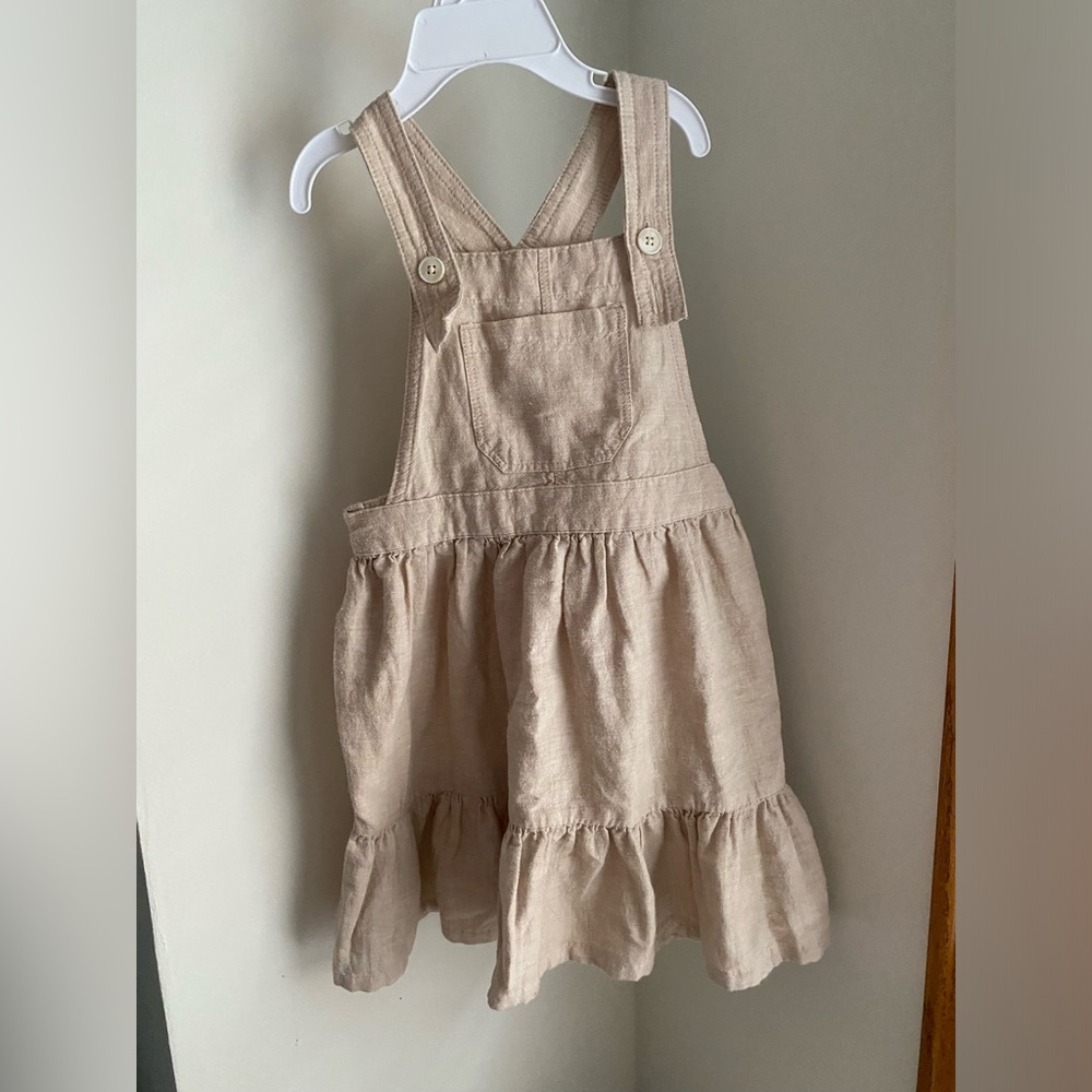 Old Navy 3T girls overalls/dress • VGUC • oatmeal/beige